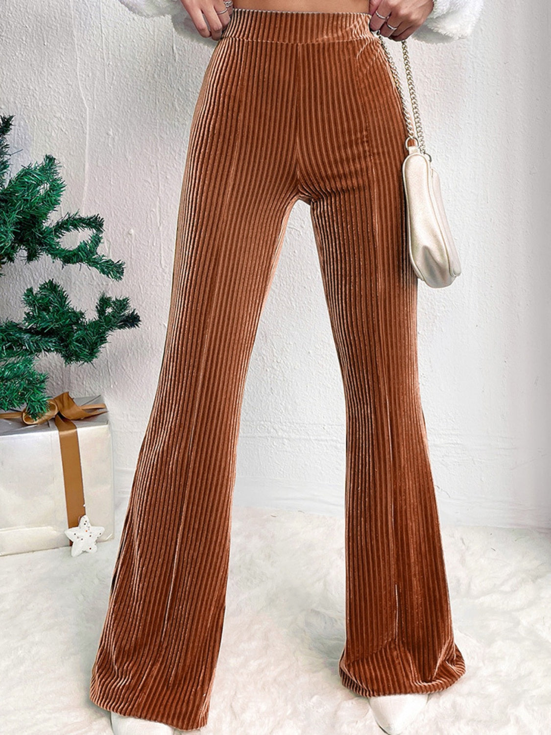 Ribbed High Waist Bootcut Pants