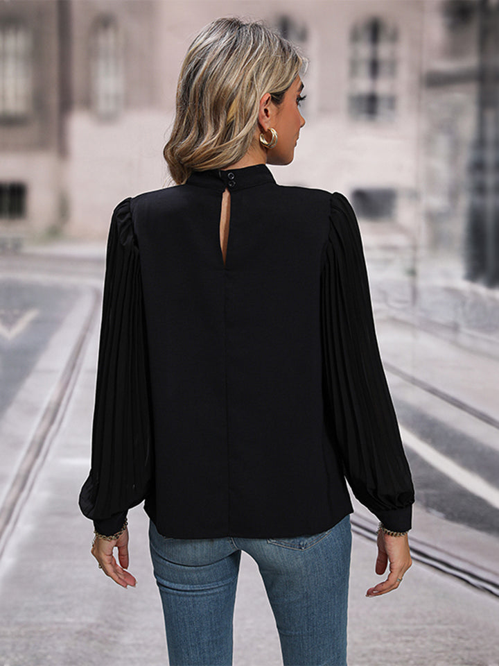 Round Neck Puff Sleeve Blouse