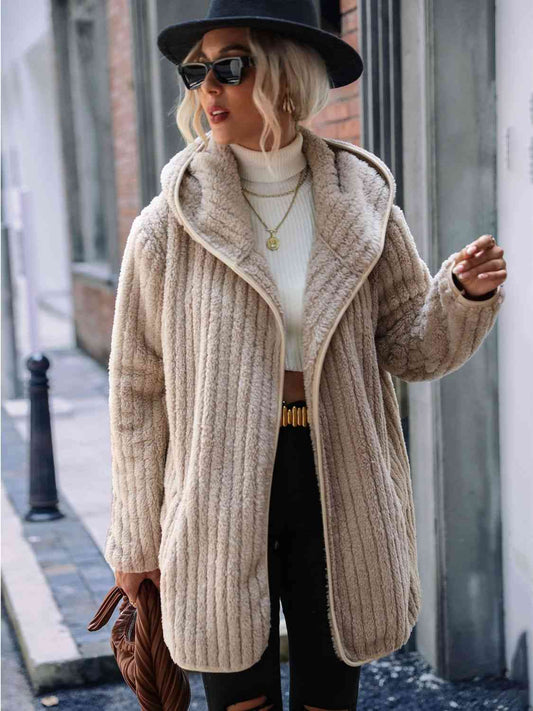 Ribbed Hooded Coat