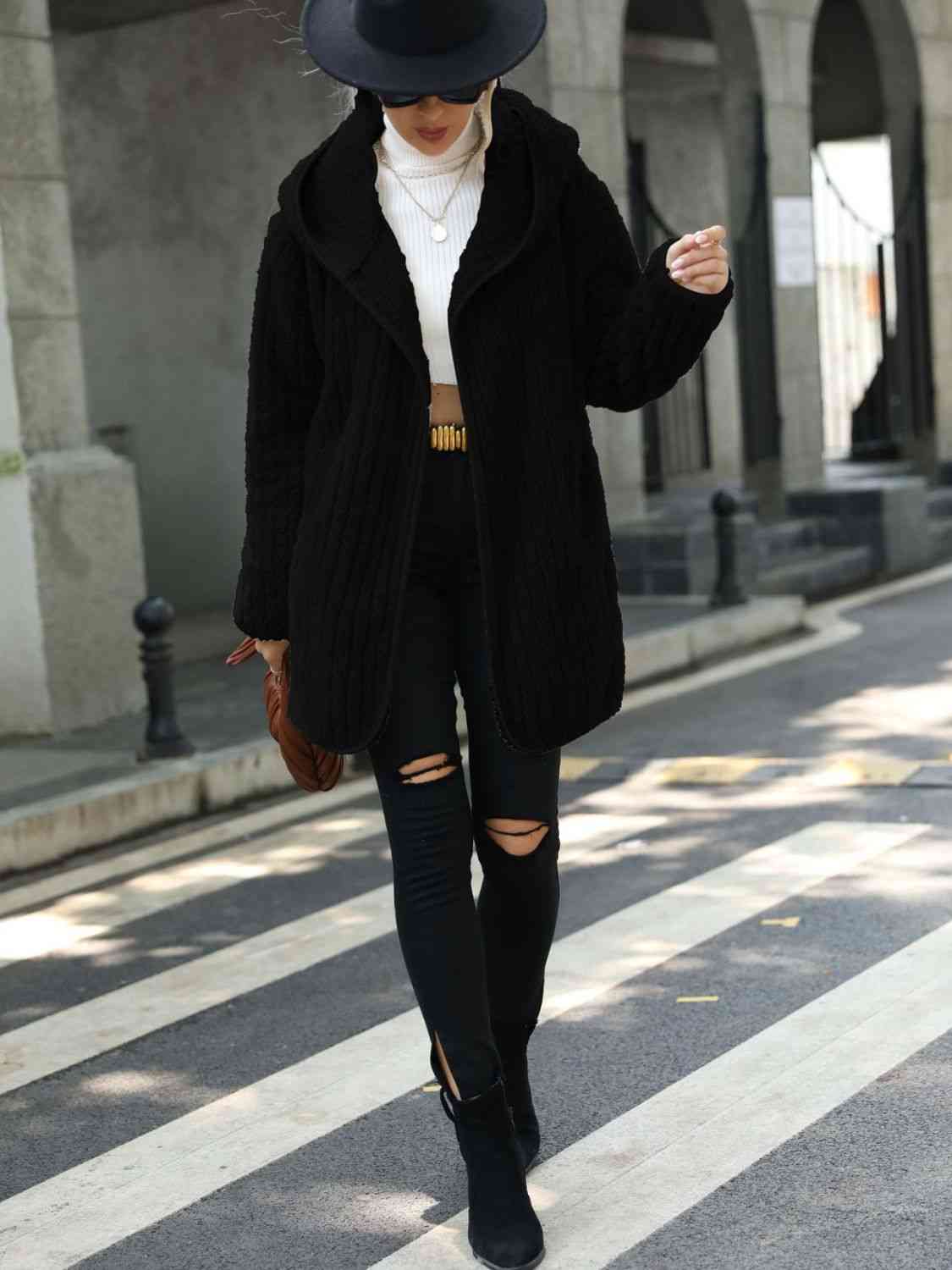 Ribbed Hooded Coat