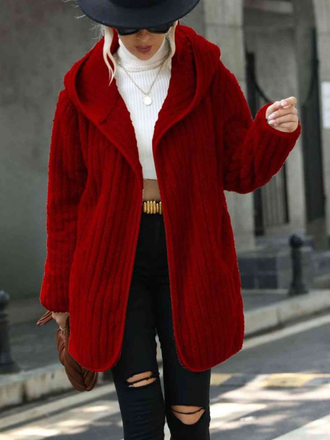 Ribbed Hooded Coat