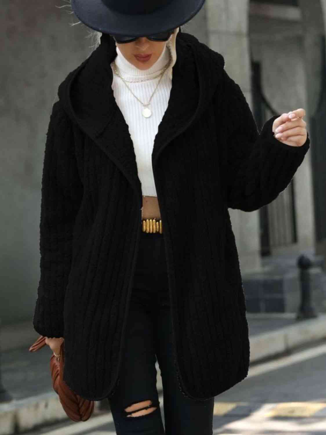 Ribbed Hooded Coat