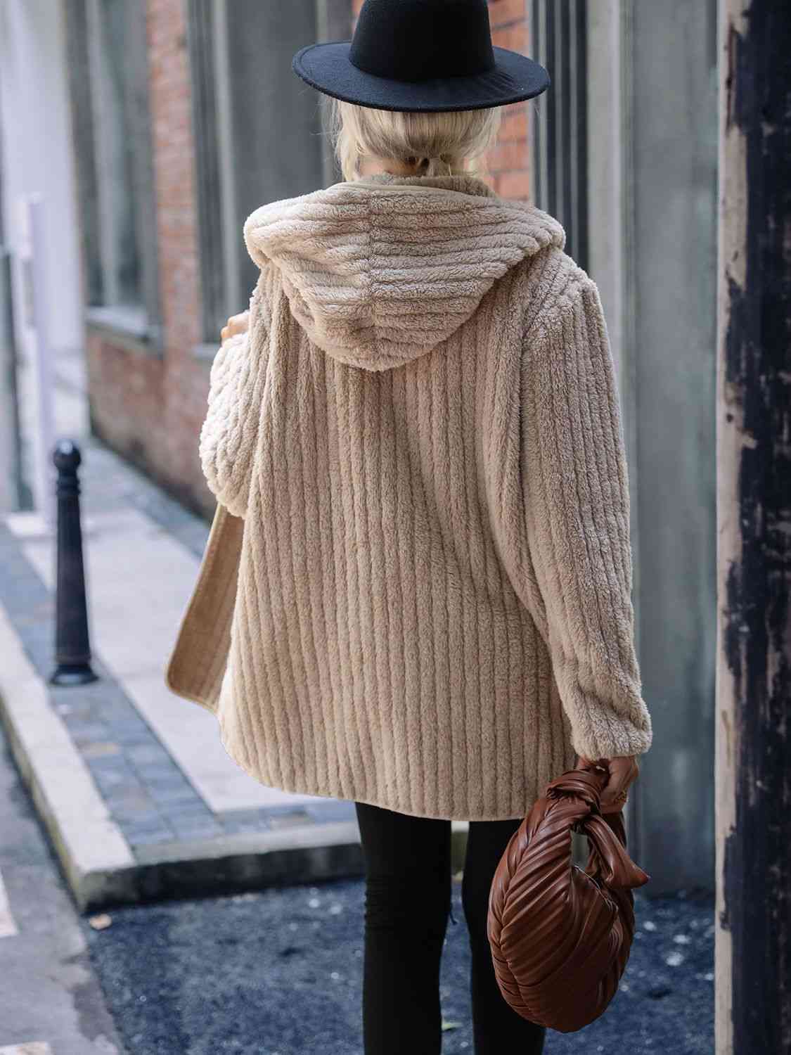 Ribbed Hooded Coat